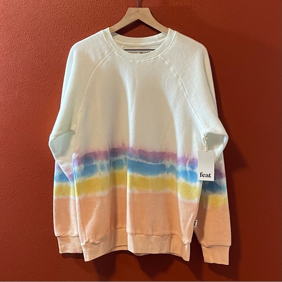 Feat Sweaters - Feat Women’s NWT Blanket Blend Dip Pastel Rainbow Dyed Cozy Oversized Sweater